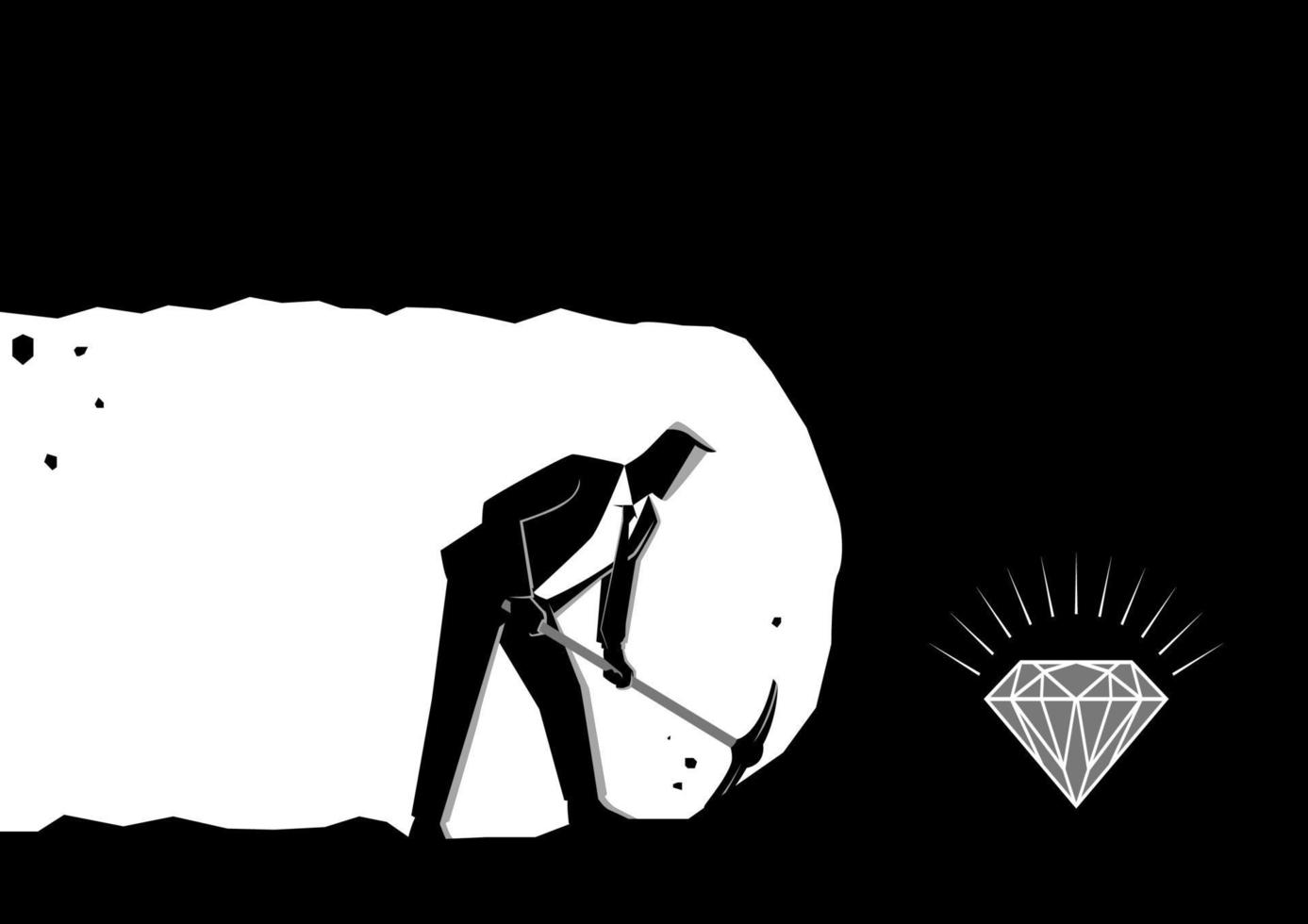 Businessman digging and mining to find treasure vector