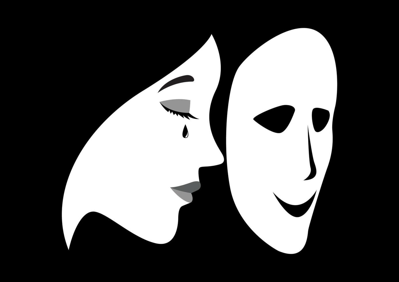 Crying woman with a smilling mask in front of her face 6457110 Vector