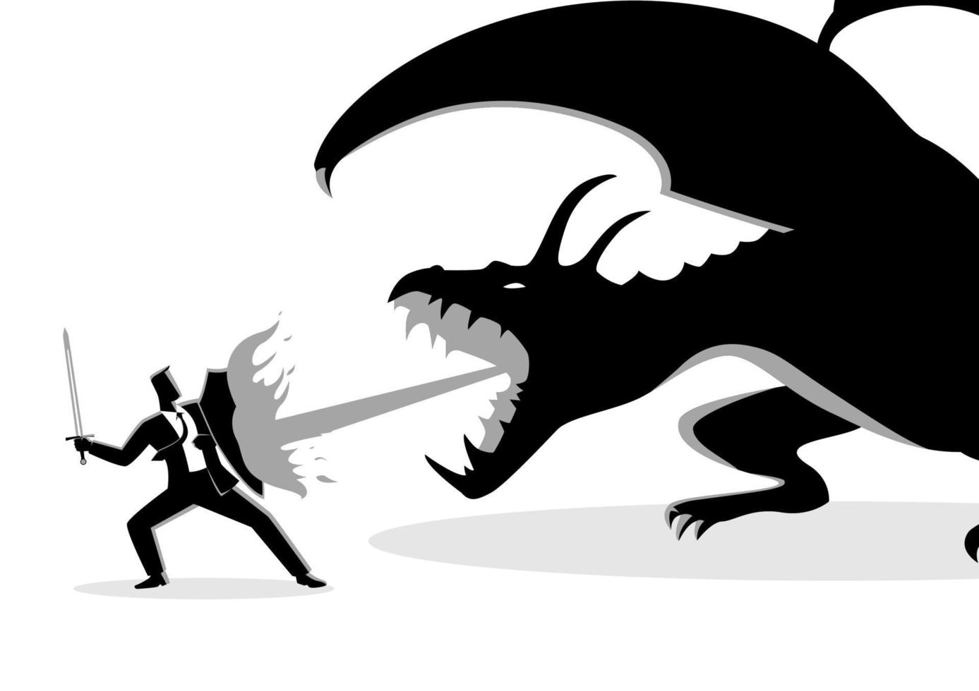 Businessman fighting a dragon vector