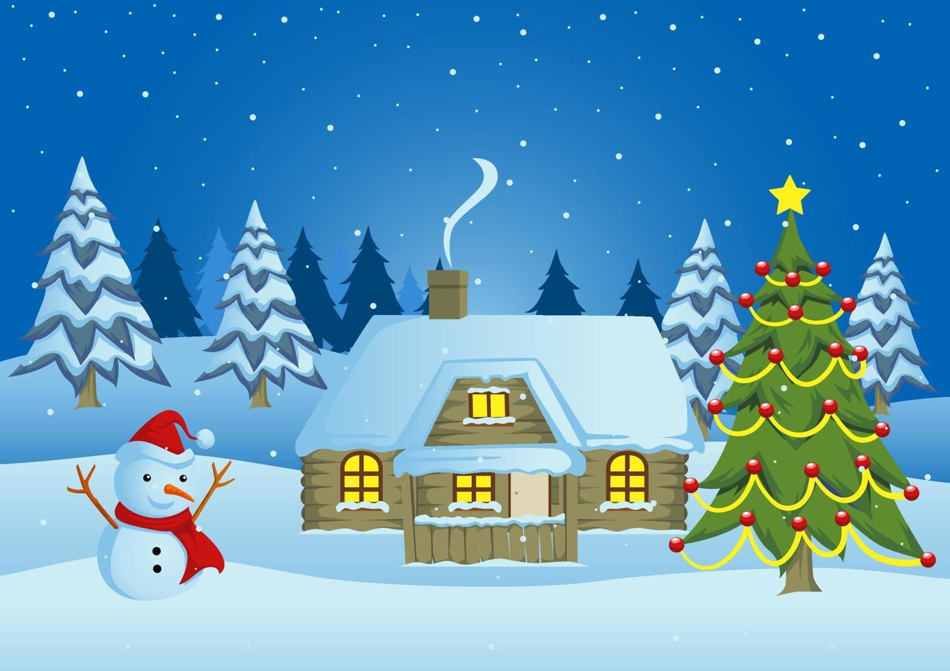 Hut during wintertime vector