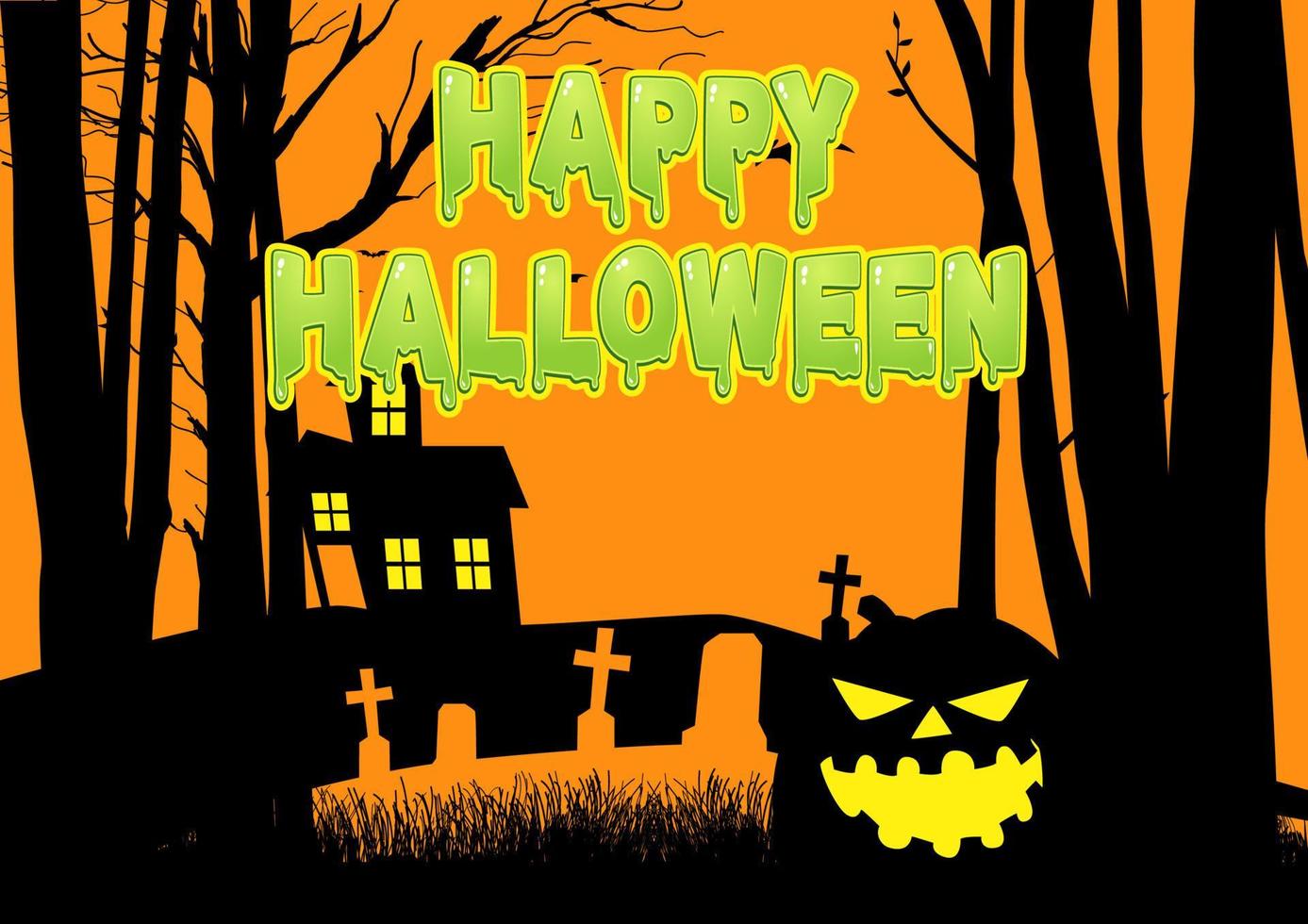 Scary house and cemetery in the dark woods vector