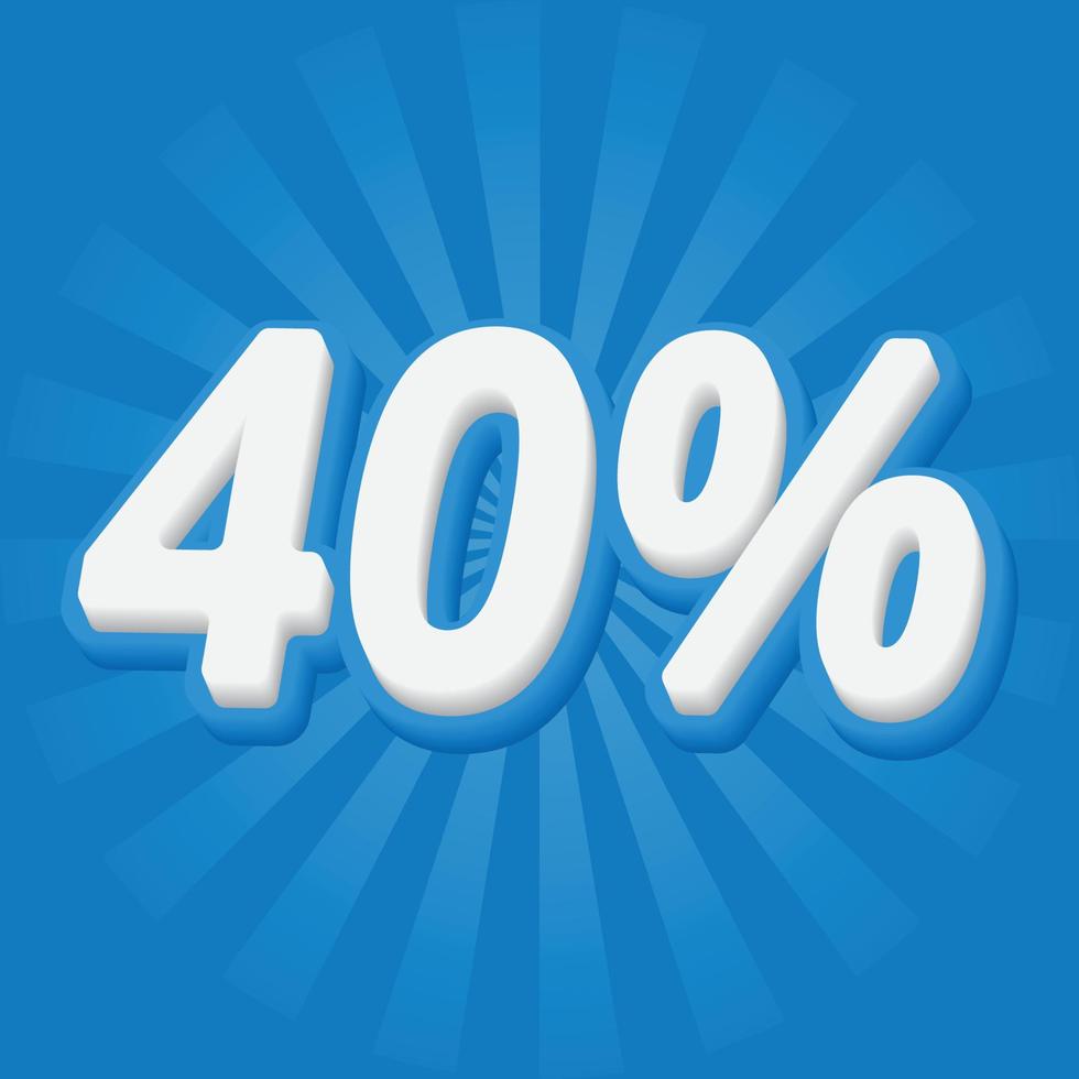 40 percent discount text effect vector