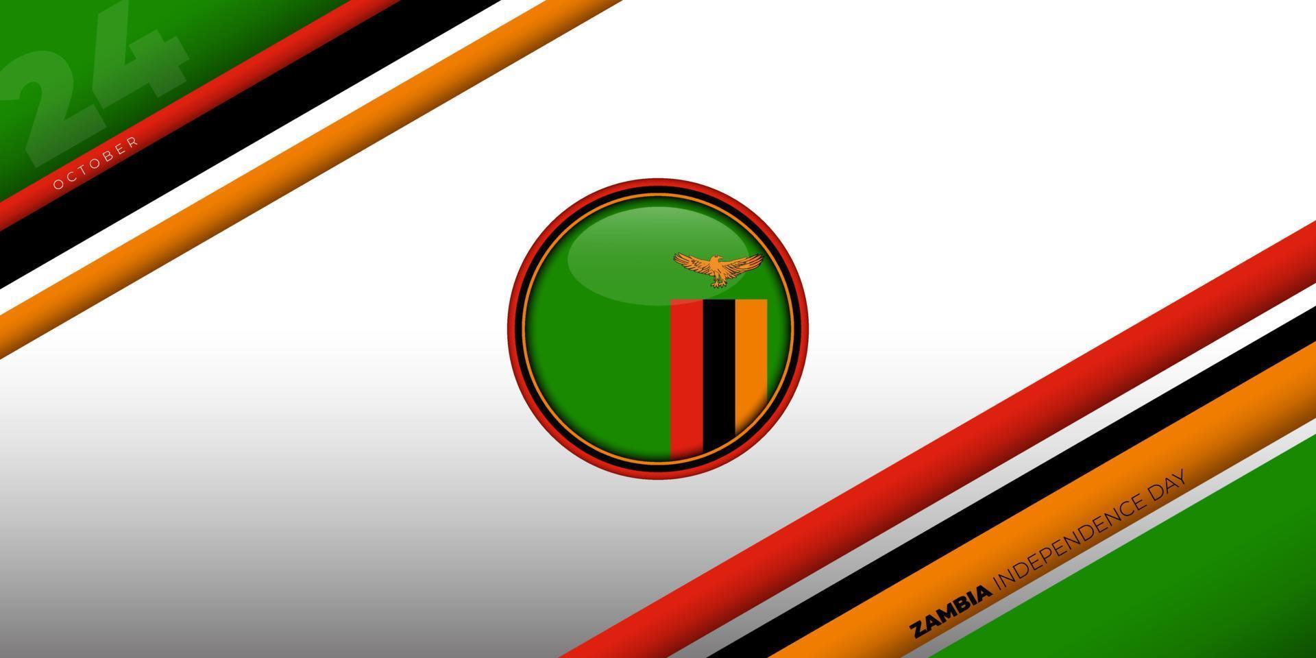 Zambia circle flag design with white background. Zambia independence day background design. vector