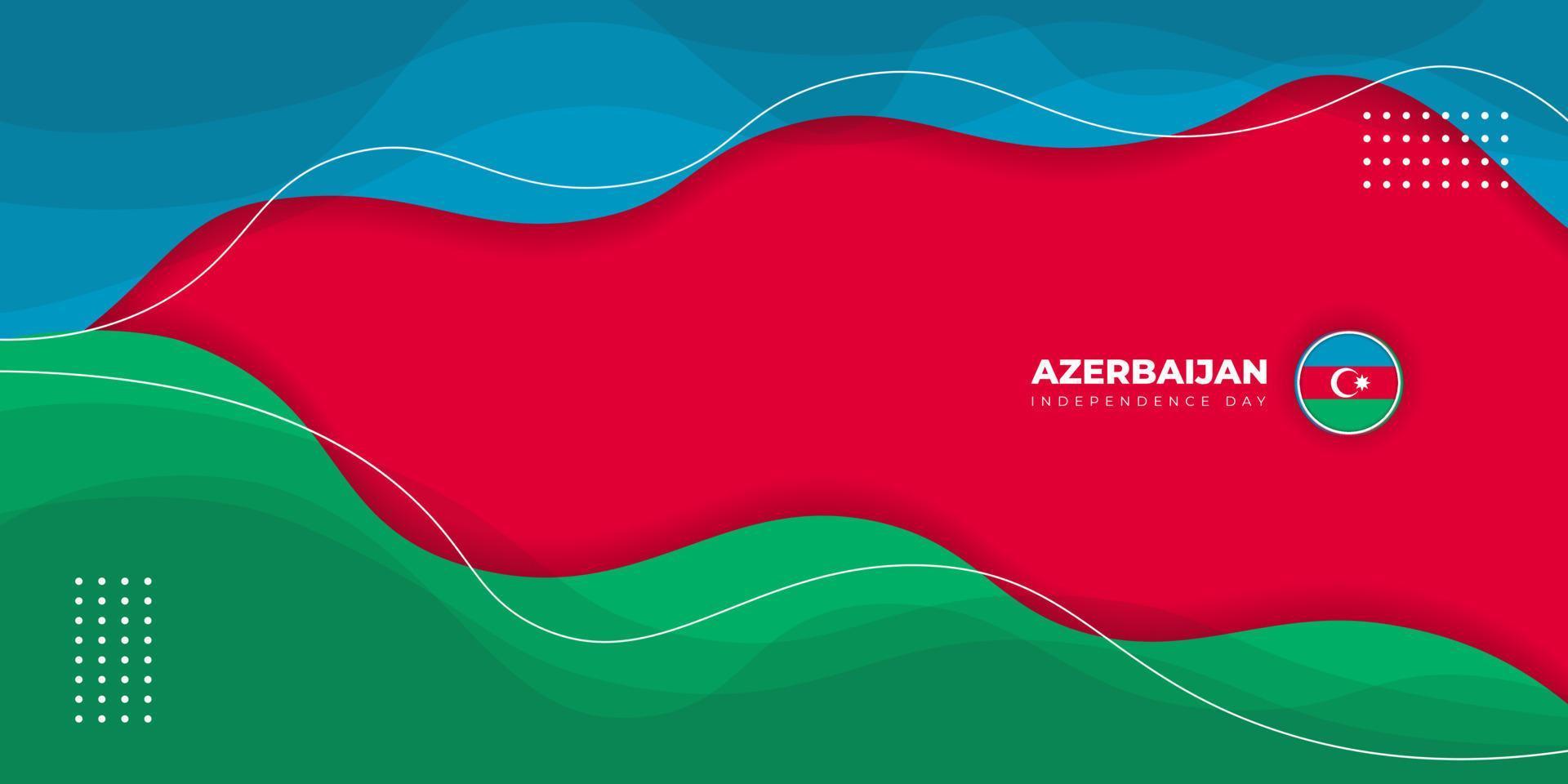 Blue, red, and green waving abstract background. Azerbaijan Independence day. vector