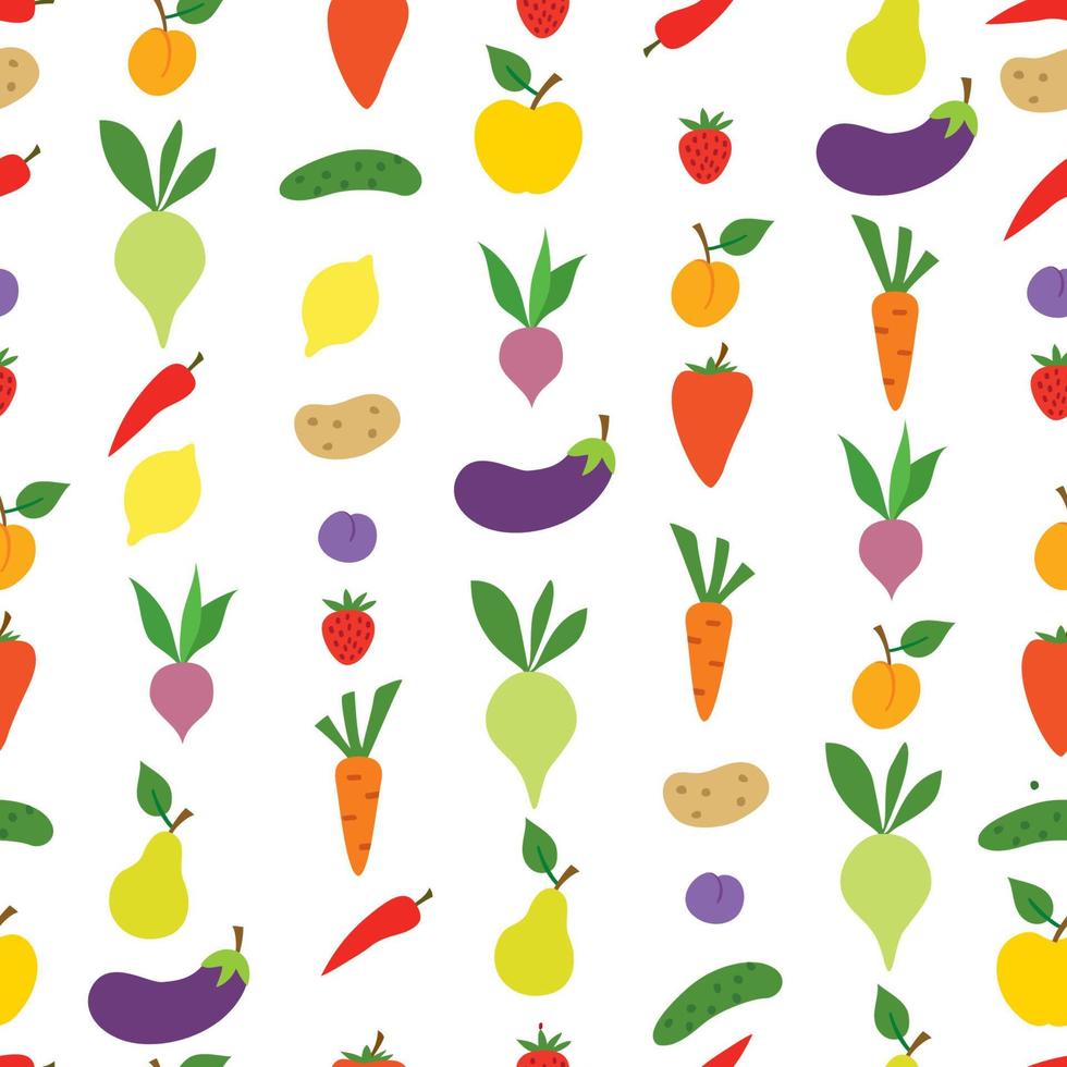 Vegetable icon seamless pattern. Healthy farm vegan food ingredient background vector