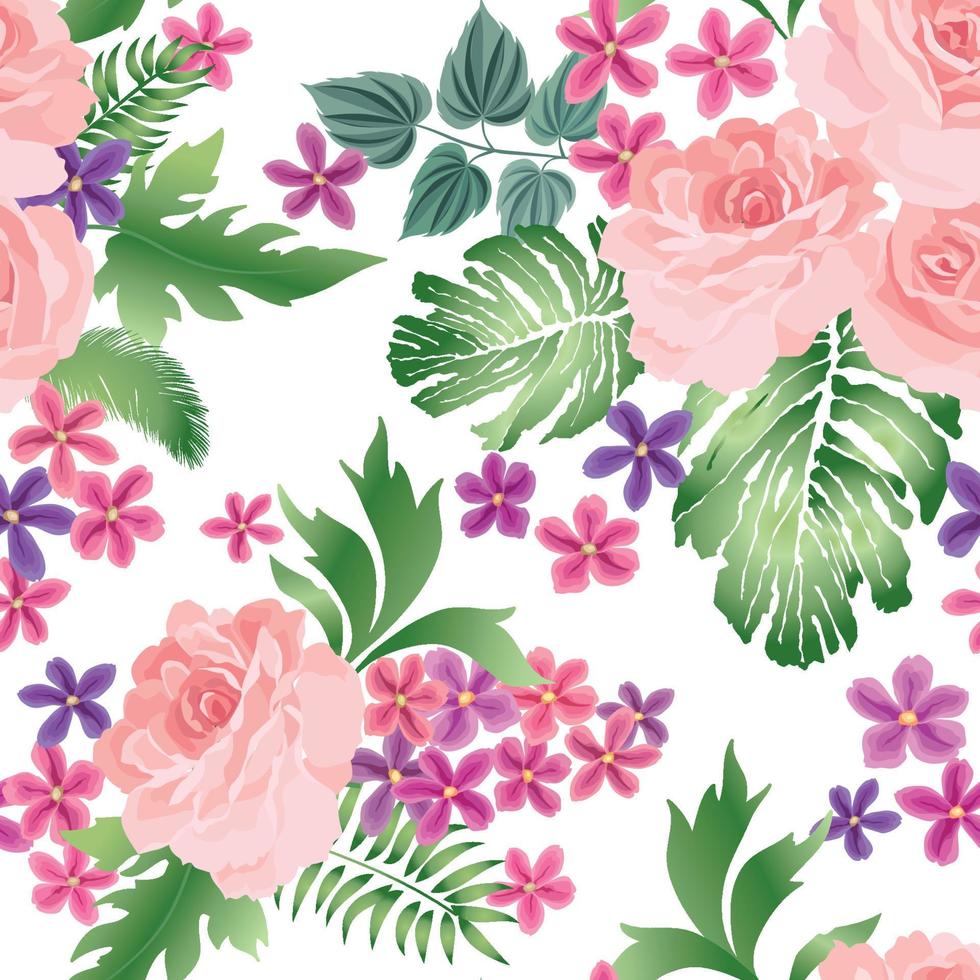 patrón floral sin fisuras. fondo de flores. textura transparente floral con flores. florecer papel tapiz de azulejos vector