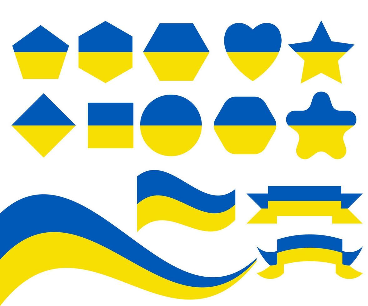 Color illustration of the Ukrainian national flag, in various stripes vector