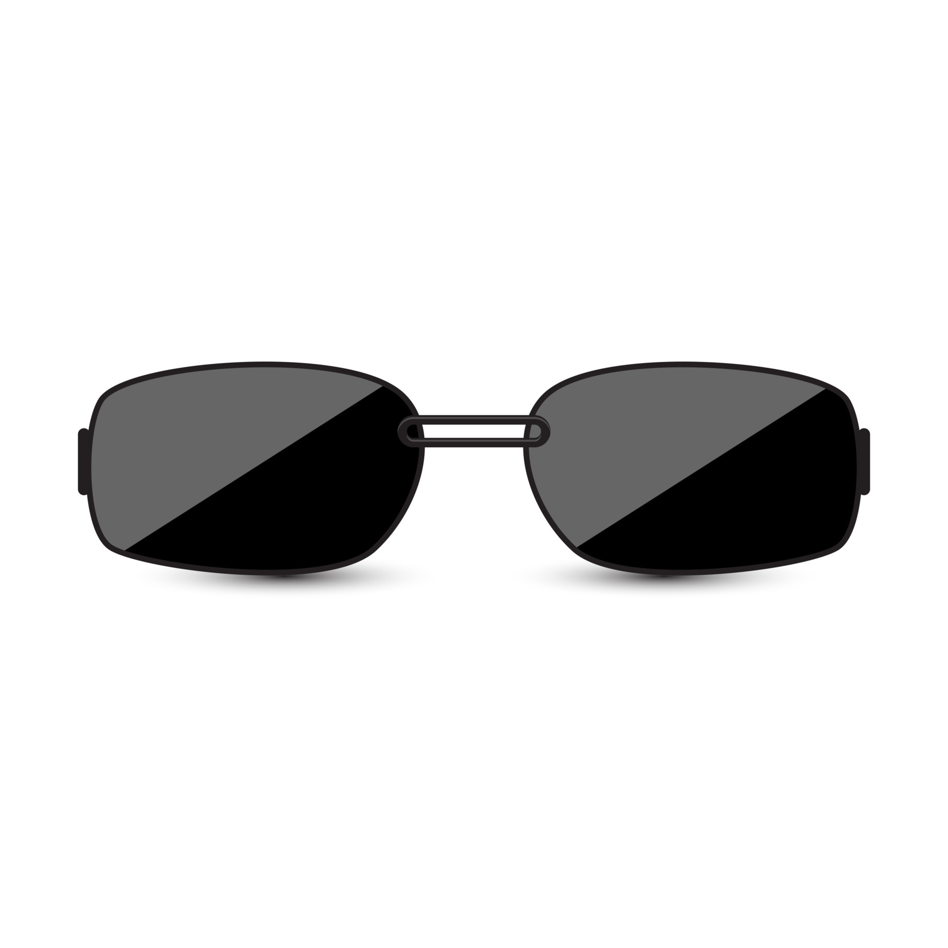 Black modern sunglasses with dark glass on white background. 6457185 ...