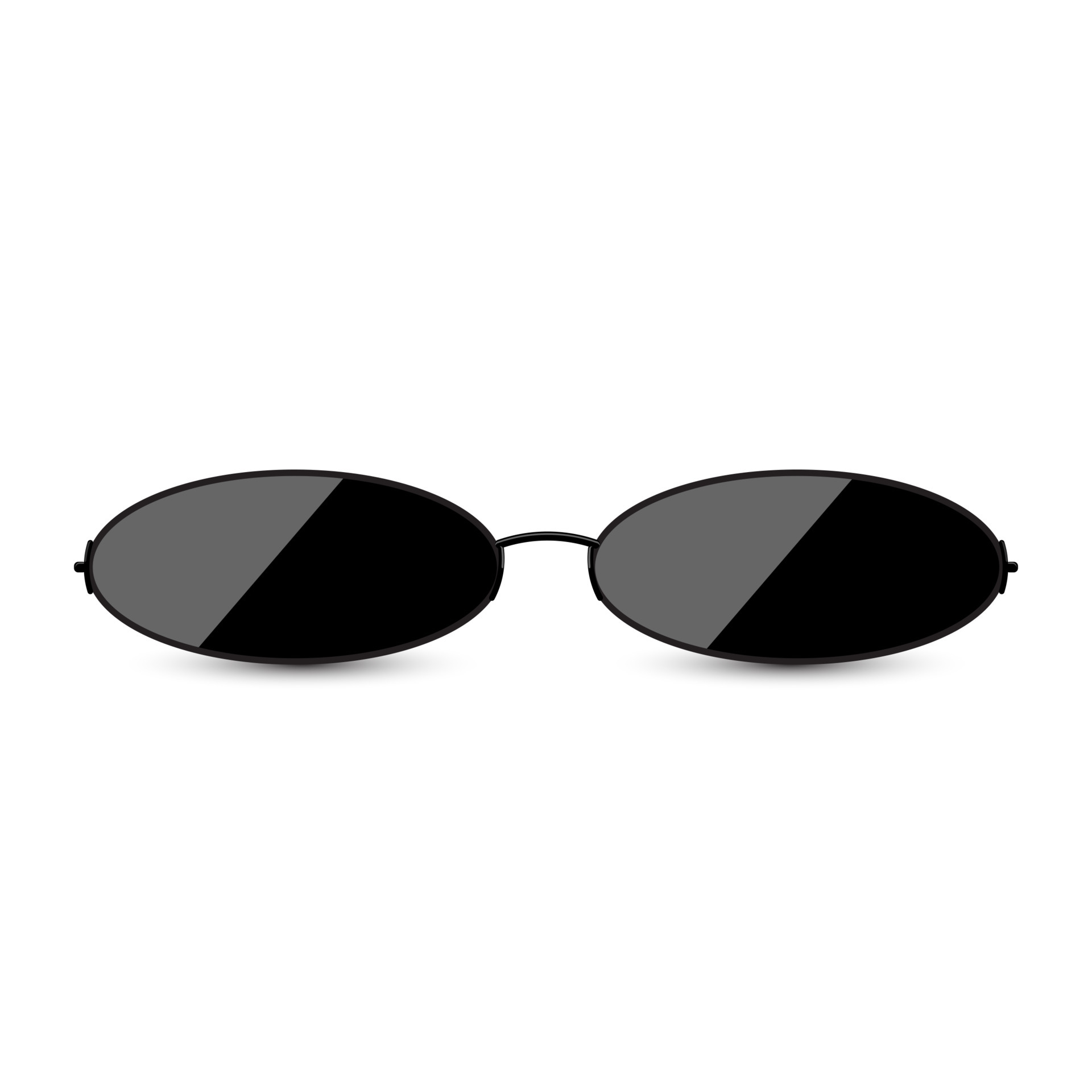 Black modern sunglasses with dark glass on white background