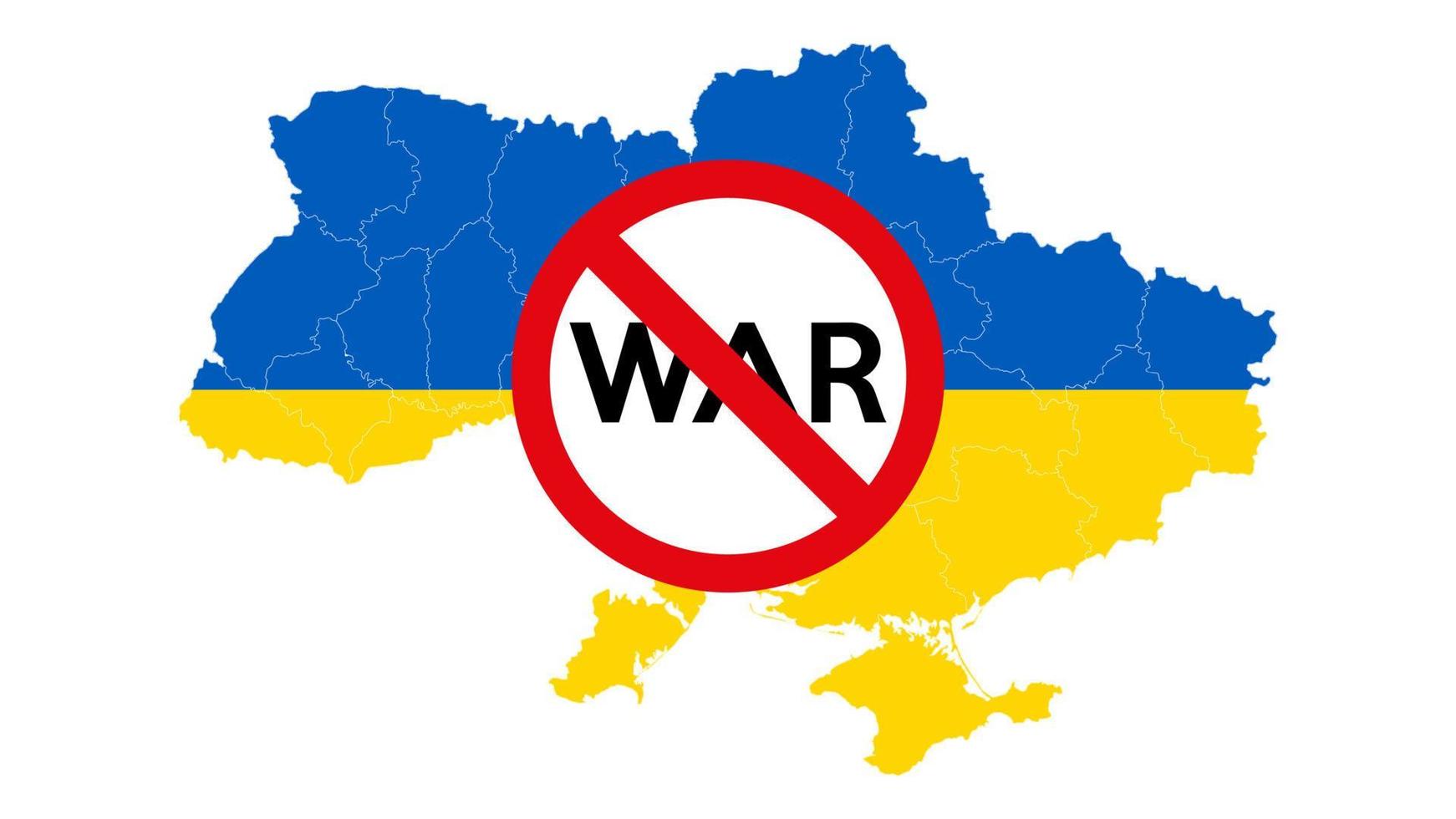 Detailed map of Ukraine with the National Flag of Ukraine and sign calling for the stop war. Stop the war. vector