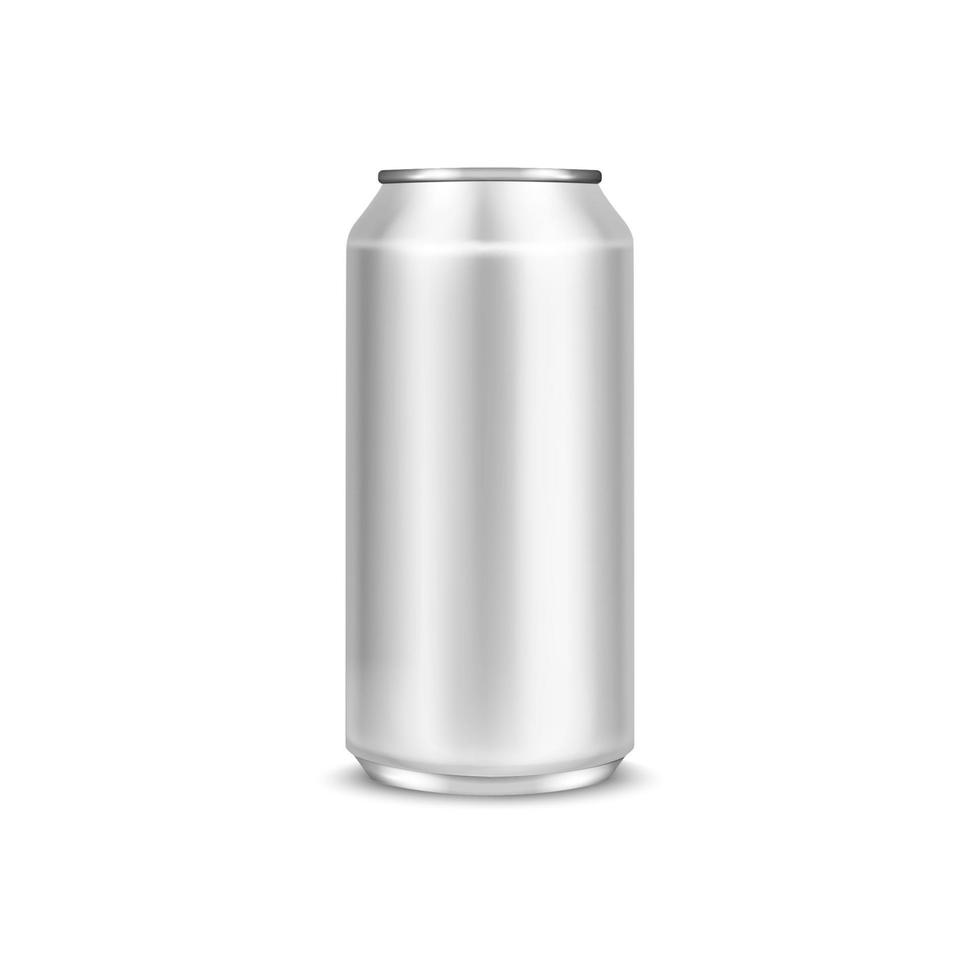 lata de cerveza de aluminio o maqueta de paquete de refrescos. latas metálicas aisladas sobre fondo blanco. vector