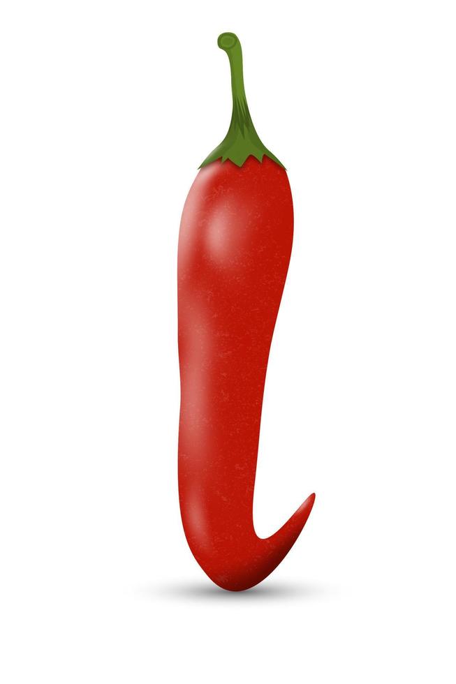 Realistic red chilli pepper isolated on white background. vector