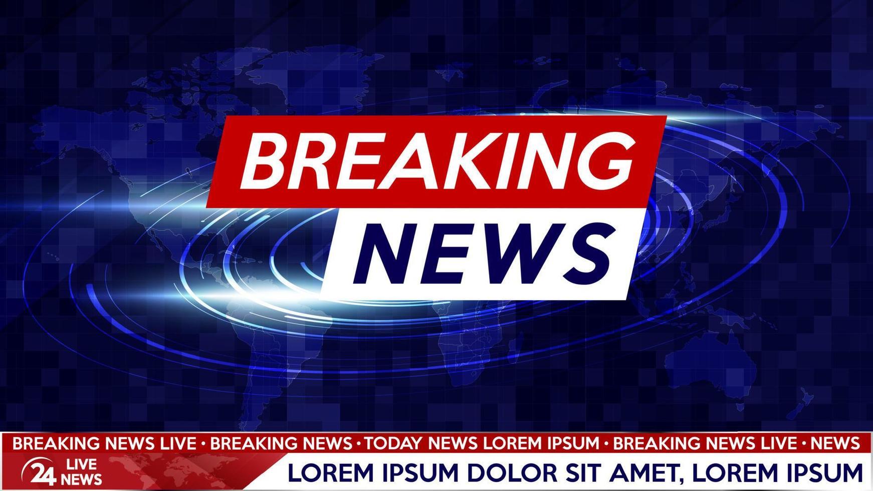 Screen saver on breaking news background. Urgent news release on television.  Breaking news live on world map background. 6457220 Vector Art at Vecteezy