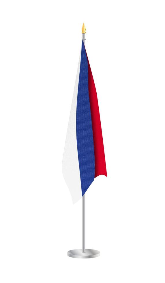 bandera de rusia en asta de bandera de acero. bandera rusa aislada sobre fondo blanco. vector