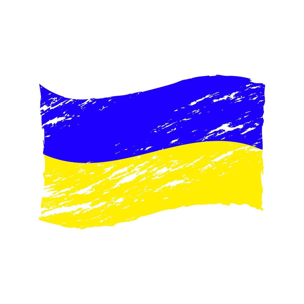 Shabby flag of Ukraine. Battered and scratched blue yellow state canvas as symbol of war for vector independence