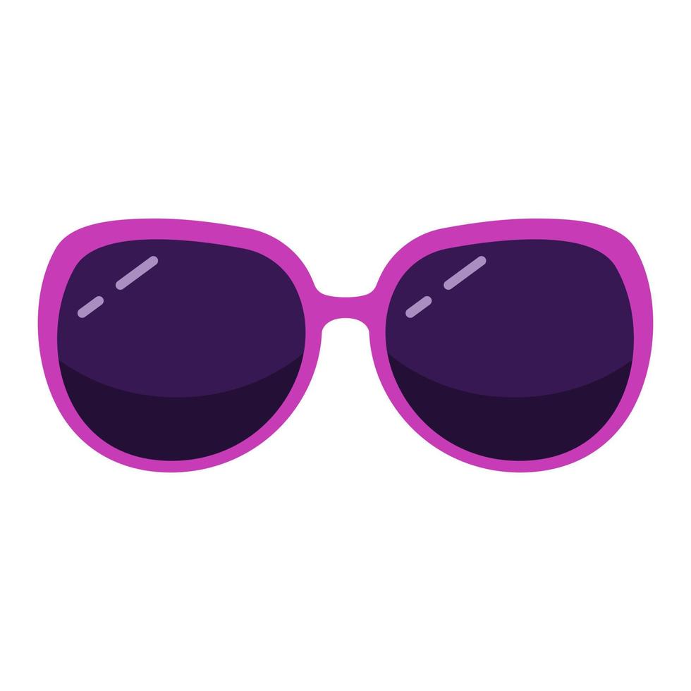 gafas de sol en marcos rosas con plantilla de gafas oscuras. elegantes lentes violetas con protección diseño de moda ojo fresco óptico y formas vectoriales creativas vector
