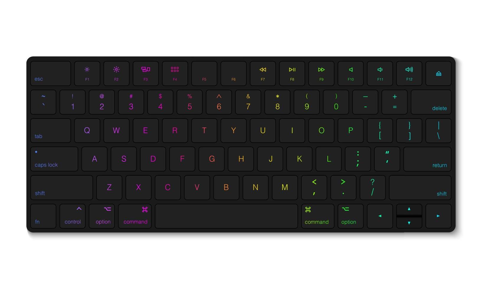 teclado para juegos con efecto de luz rgb aislado sobre fondo blanco, ilustración vectorial vector