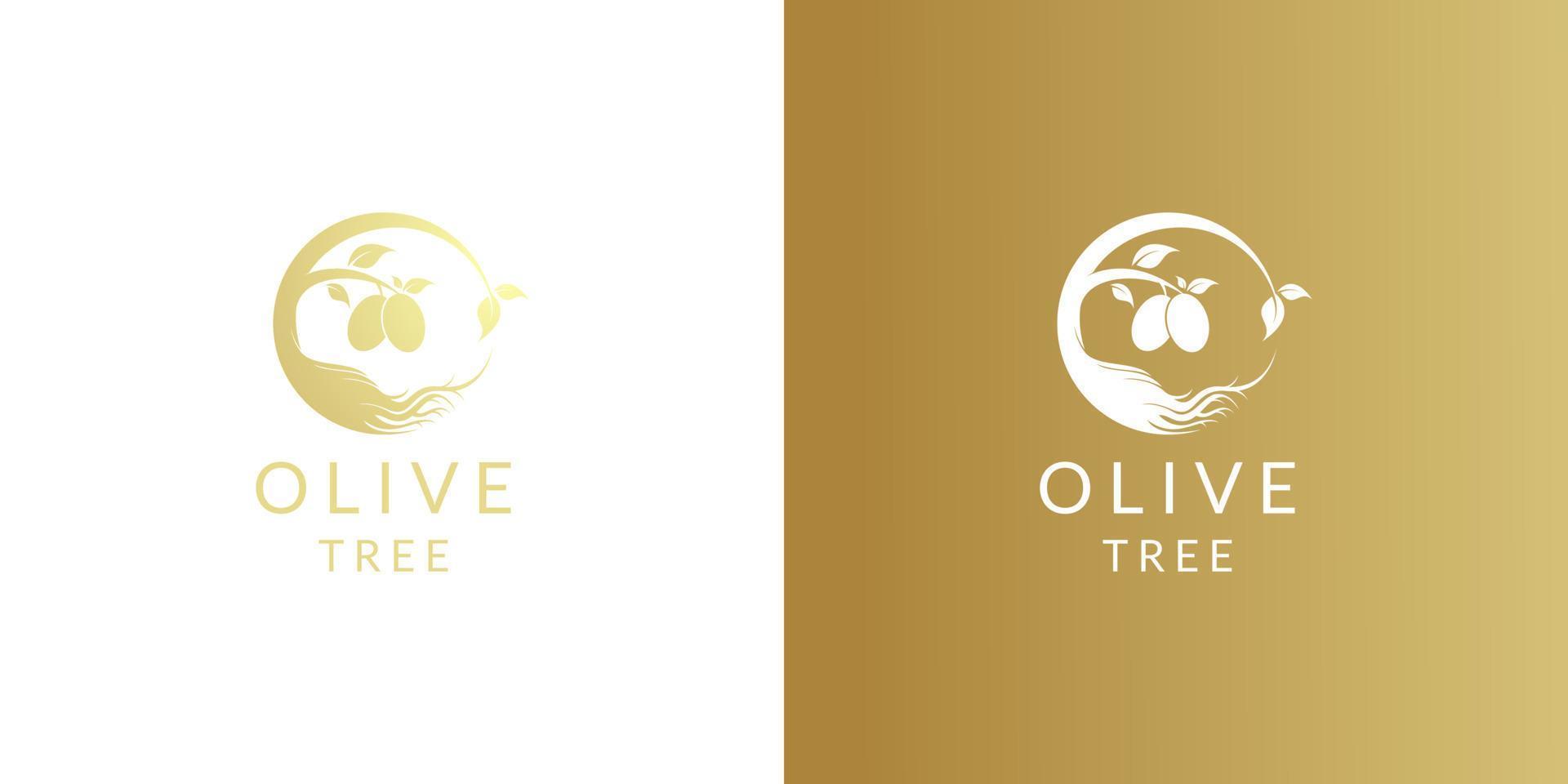 golden olive oil tree logo design vector