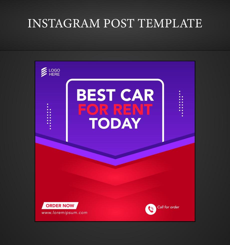 plantillas de redes sociales para alquiler de coches vector
