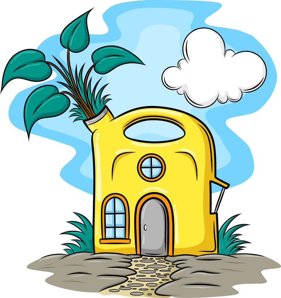 Illustration of Cartoon Fairy house in the shape of a jerry can vector