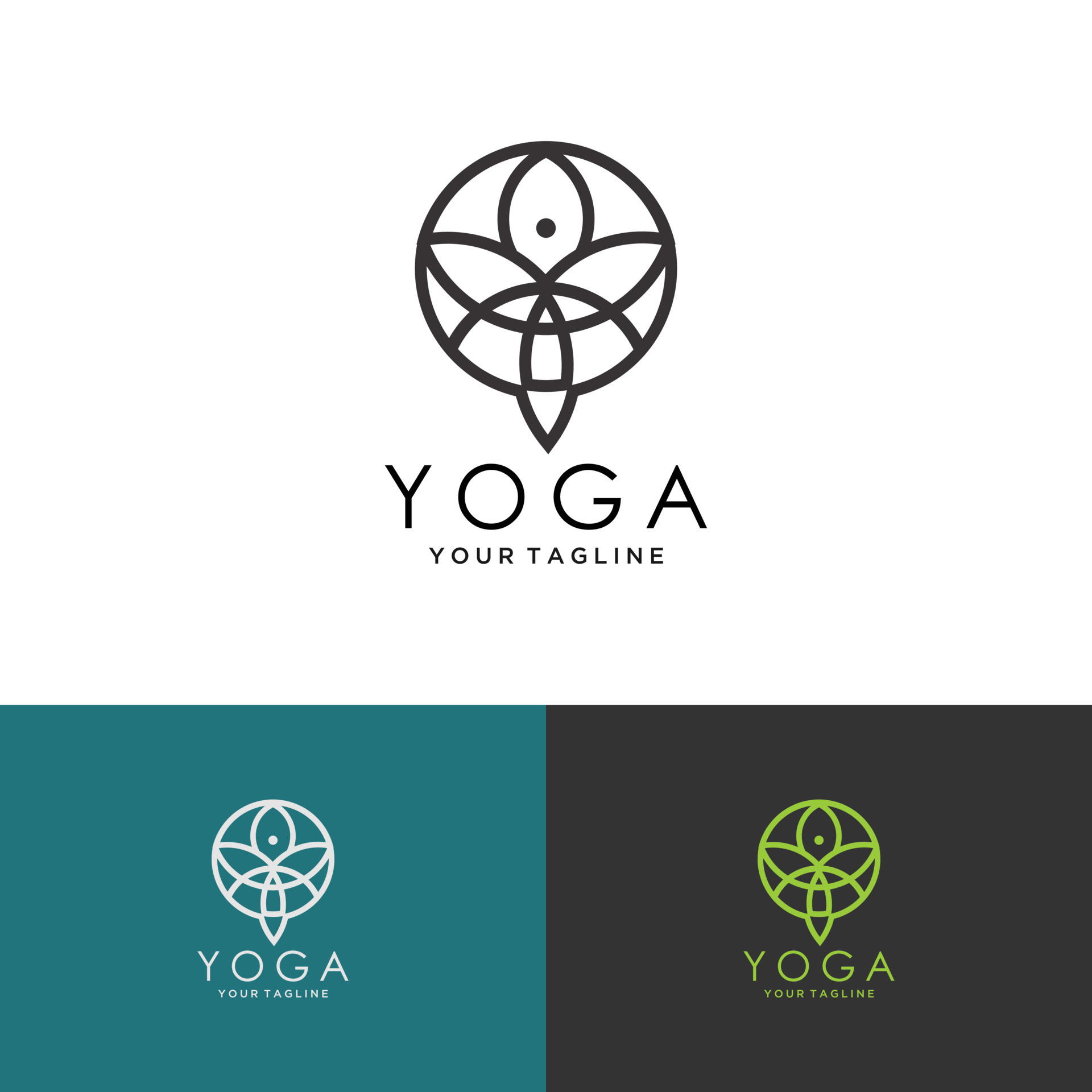 Abstract geometric logotype linear icon yoga person balance 6457496 ...