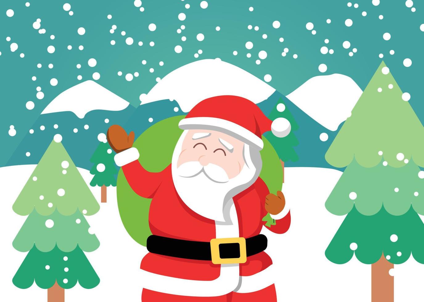 Santa claus, santa, merry christmas, snow, tree, Vector, EPS.10 vector
