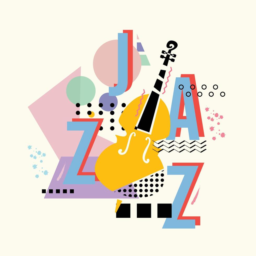 Yellow Cello flat vector illustration, Classical music, jazz music,  Design for wallpaper or background