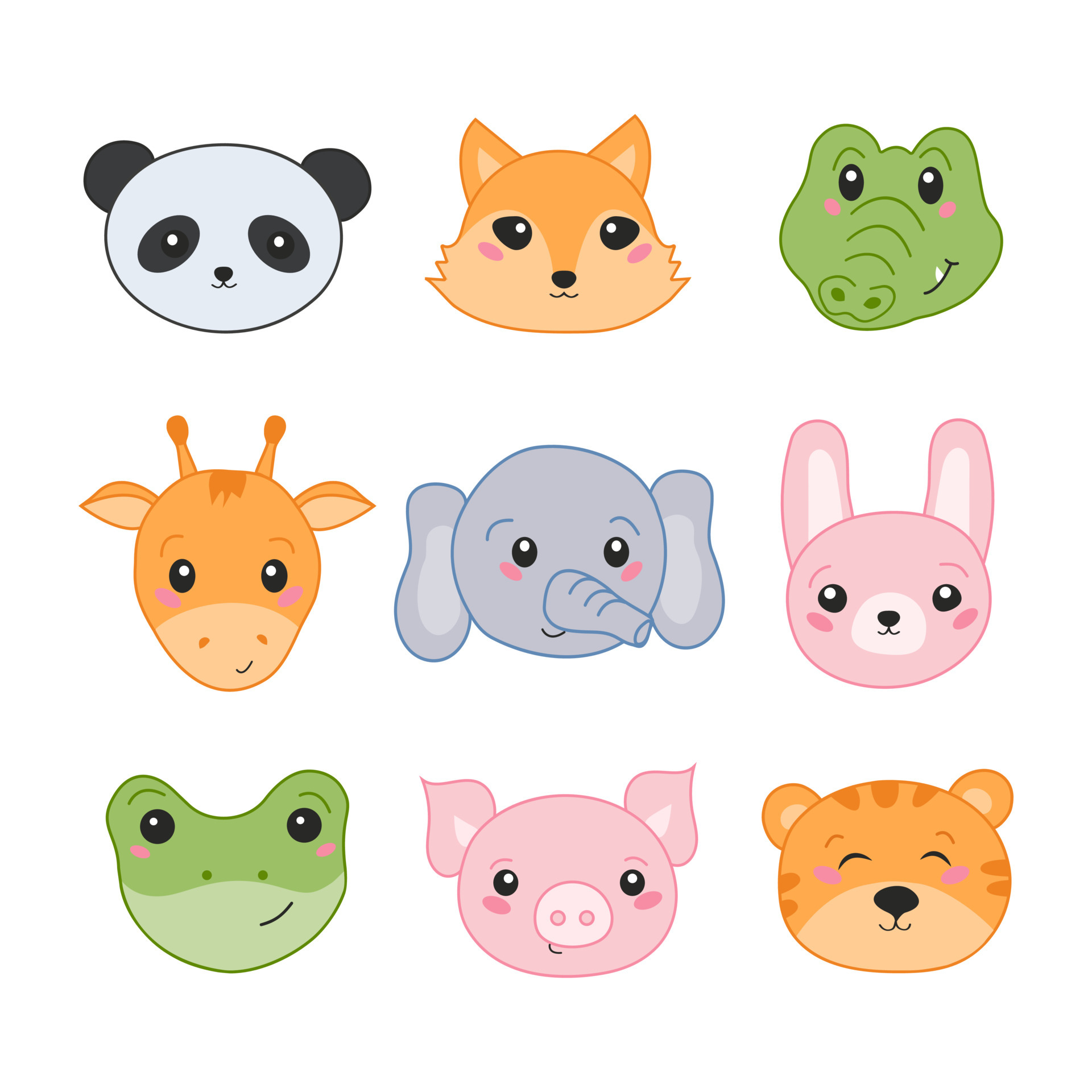 Cute baby animal with face cartoon. Vector illustration in hand-drawn style 6457530 Vector Art at Vecteezy Cute baby animal with face cartoon. Vector illustration in hand-drawn style 6457530 Vector Art at Vecteezy
