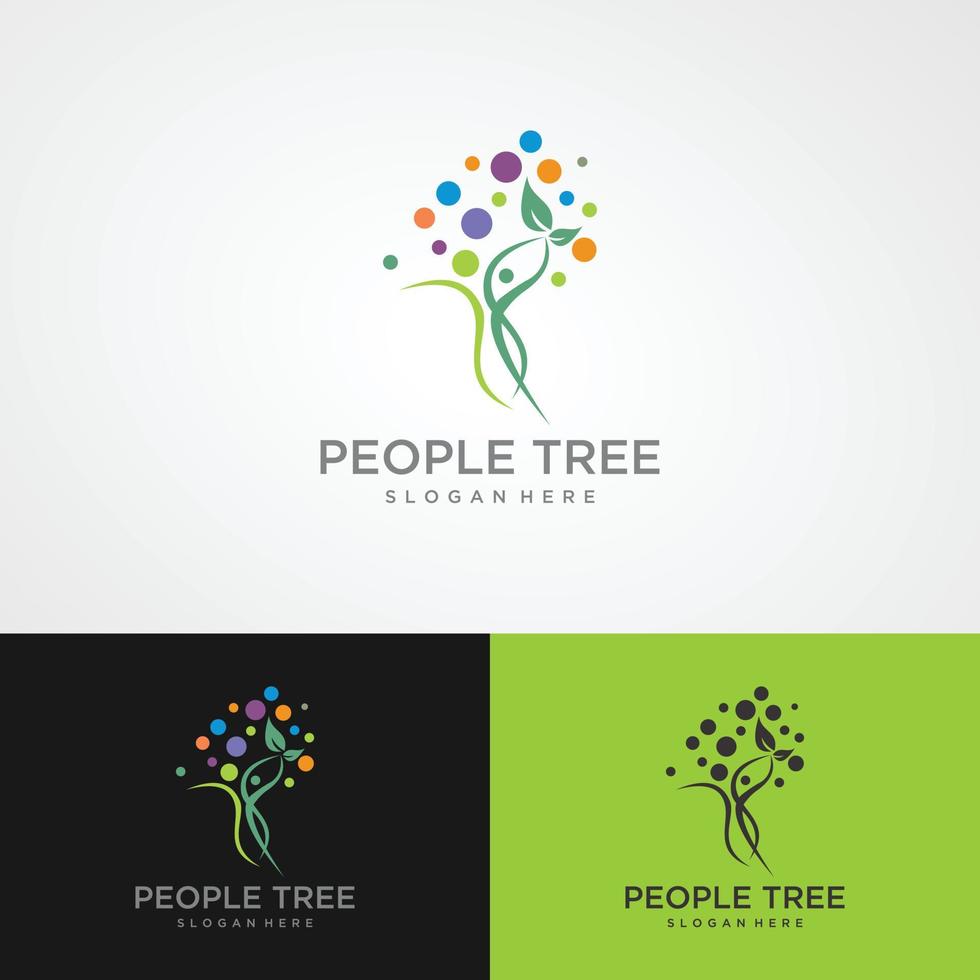 icono de árbol de personas con hojas verdes - vector de concepto ecológico. este gráfico también representa la protección del medio ambiente, la conservación de la naturaleza, la ecología, la energía renovable, la sostenibilidad, la naturaleza amorosa