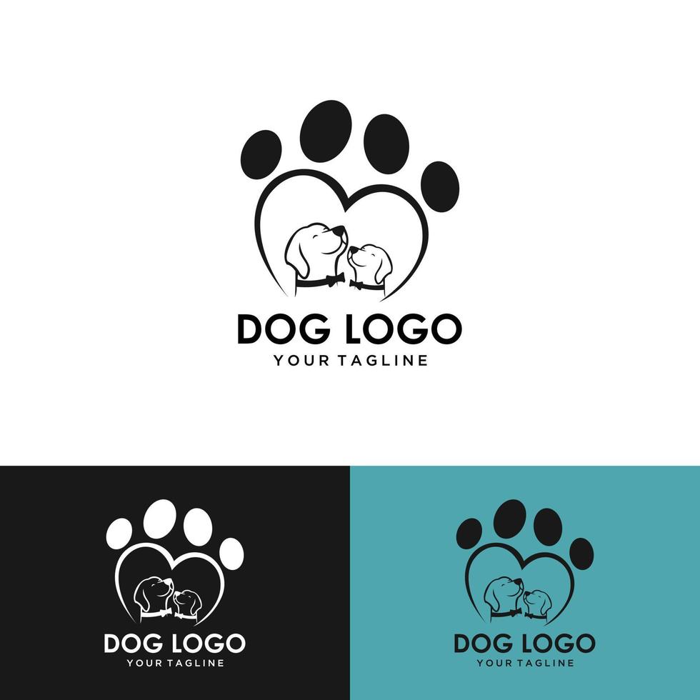 gato y perro en la inspiración del diseño del logotipo de la pata vector