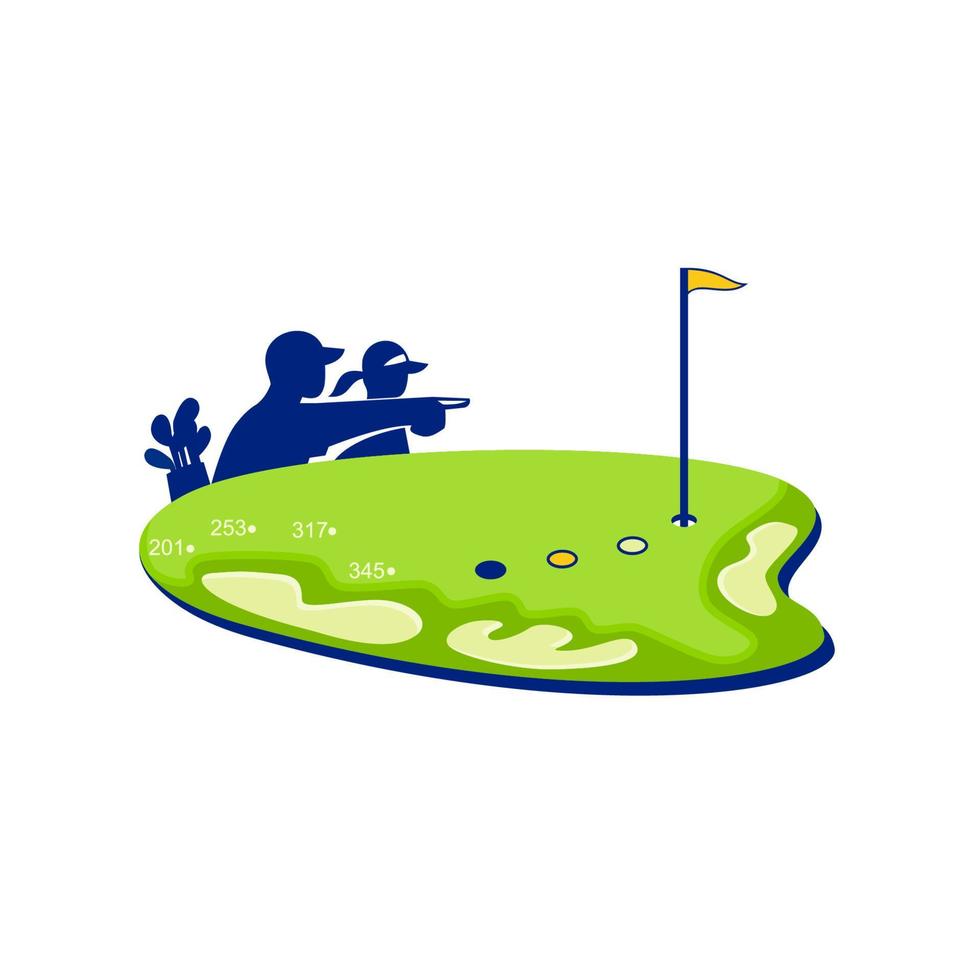 caddie de golf y golfista campo de golf vector