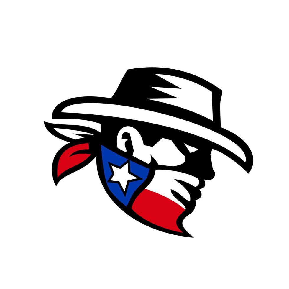 Texas Bandit Cowboy Side Retro vector