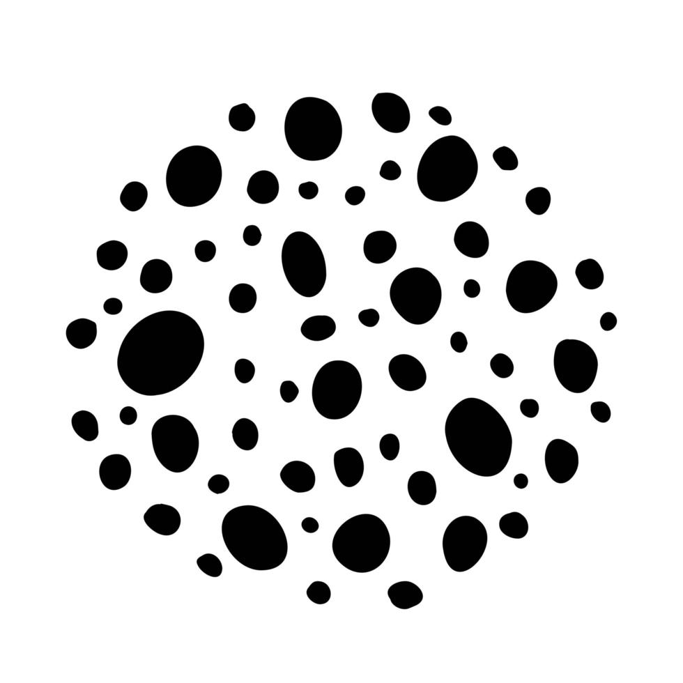 Circle spots, black dots, abstract background, design element. Illustration for printing, backgrounds, covers, packaging, greeting cards, posters and textile. Isolated on white background. vector