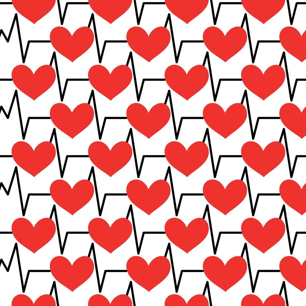 Seamless pattern with heartbeat symbol vector