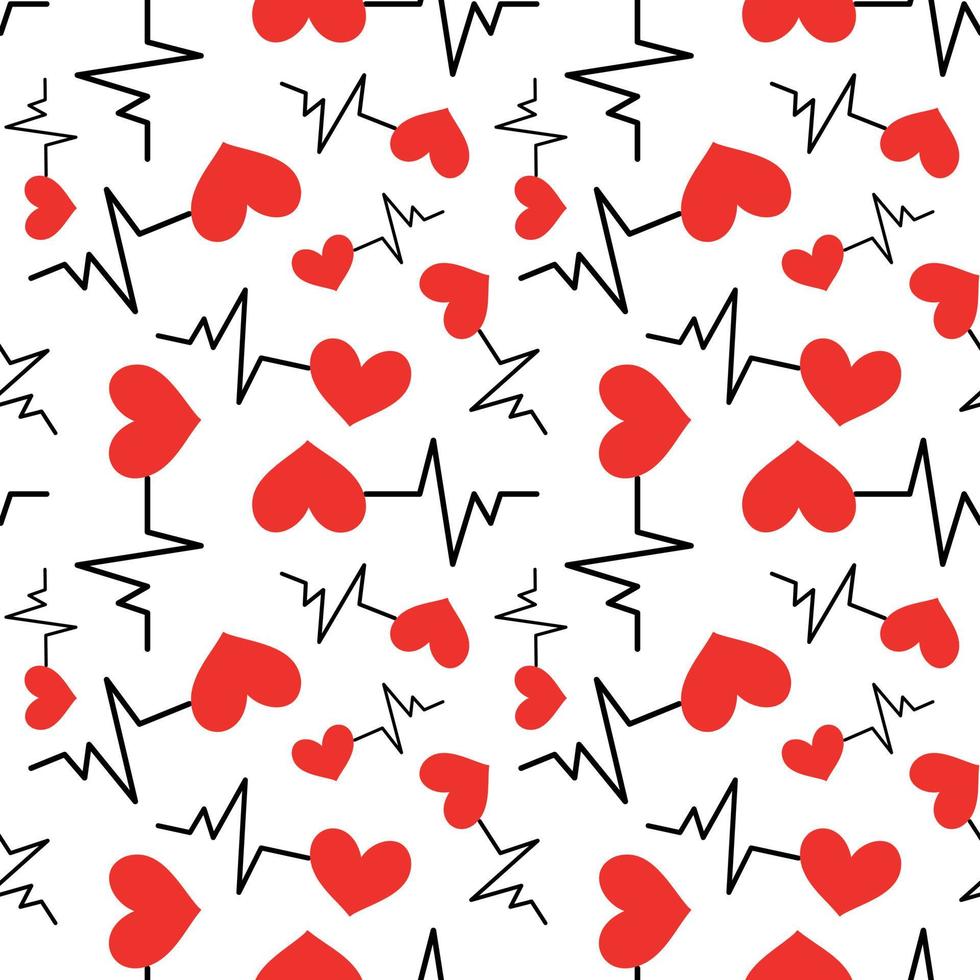 Seamless pattern with heart icon with heartbeat symbol vector