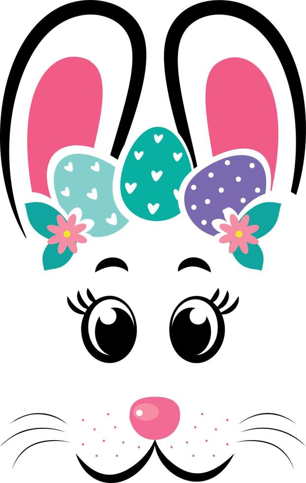 The face of the Easter bunny with a wreath of eggs vector