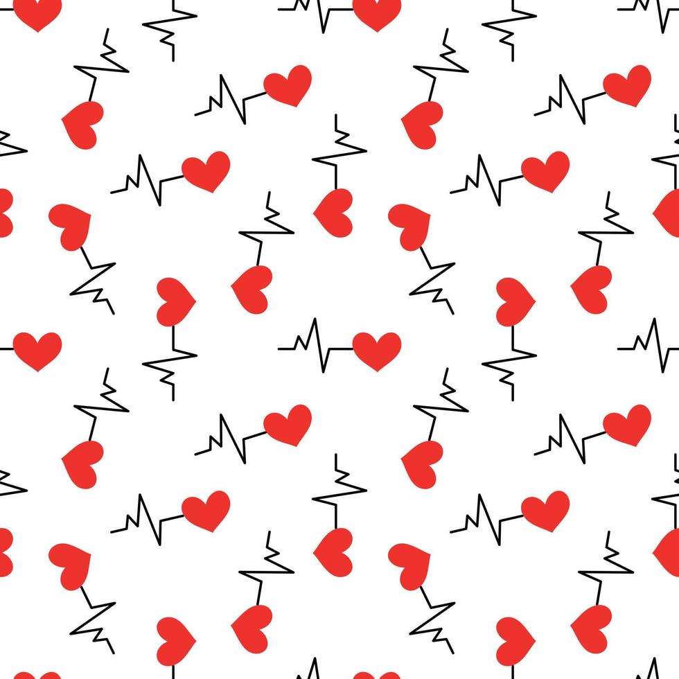 Seamless pattern with heartbeat symbol vector