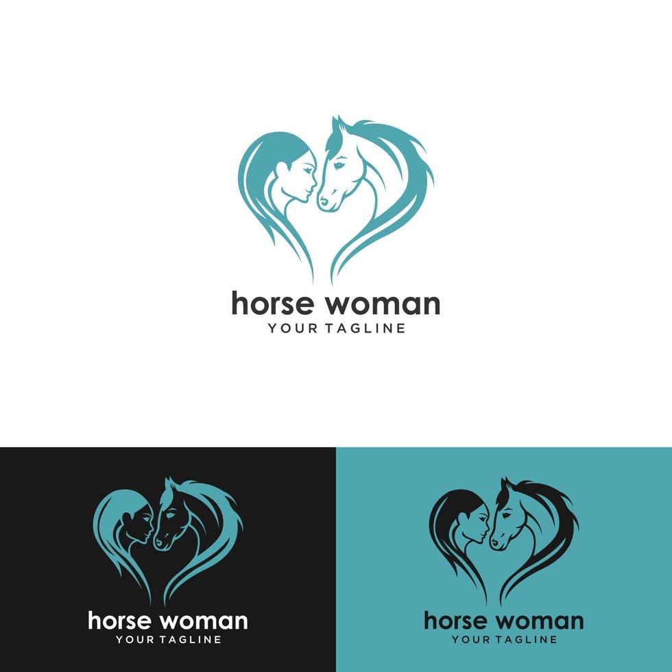 Girl And Horse Logo Design And Horse Farm Template Vector. vector