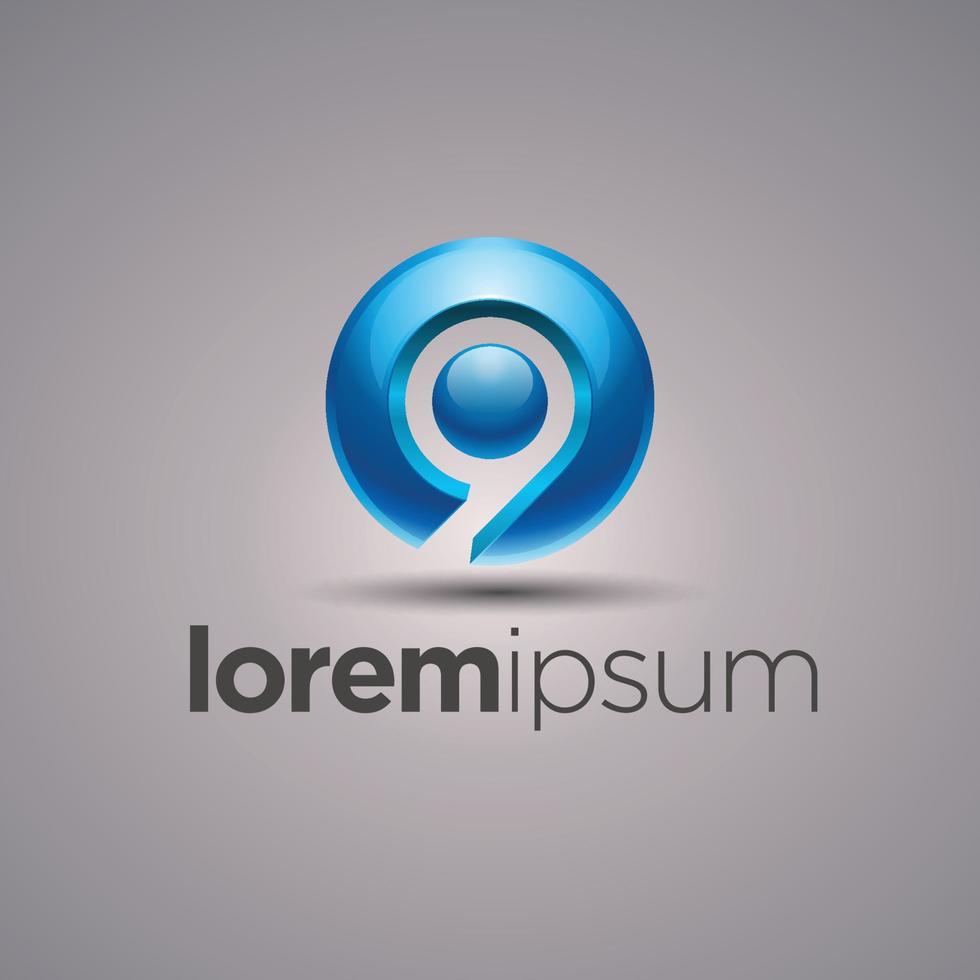 logotipo 3d número 9 vector