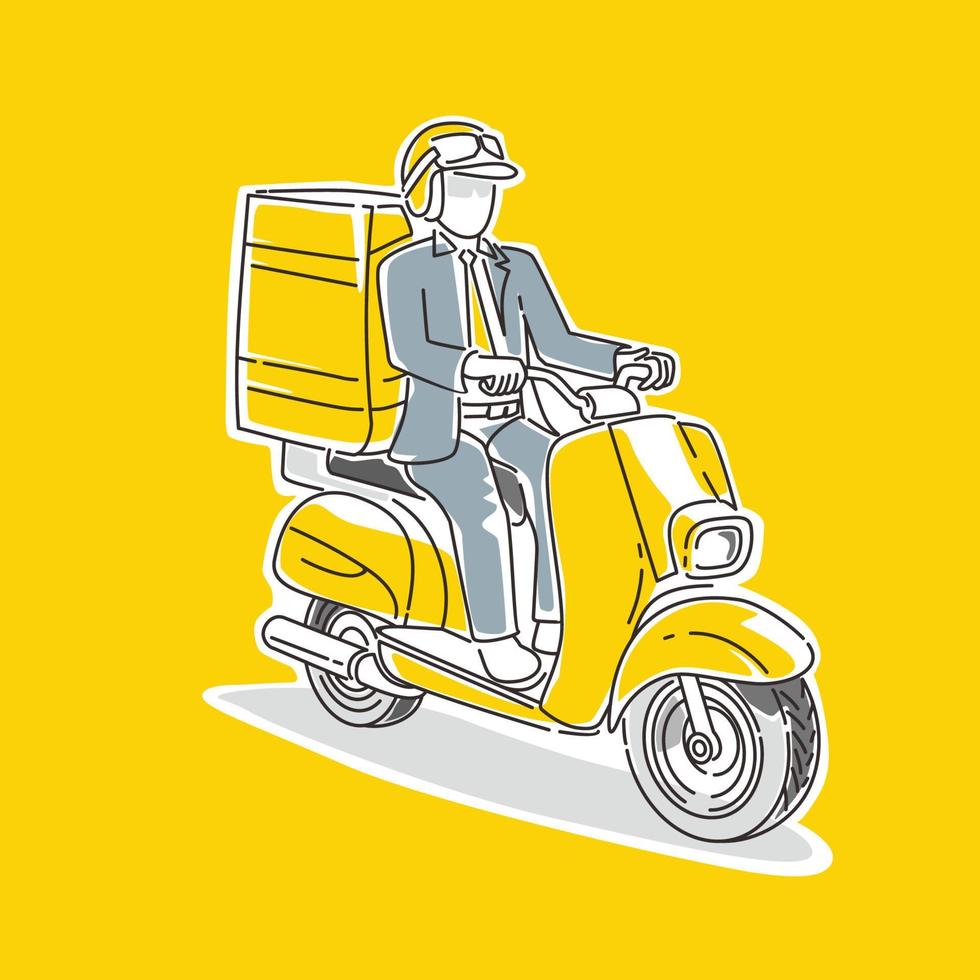 illustration of a scooter rider sending a package vector