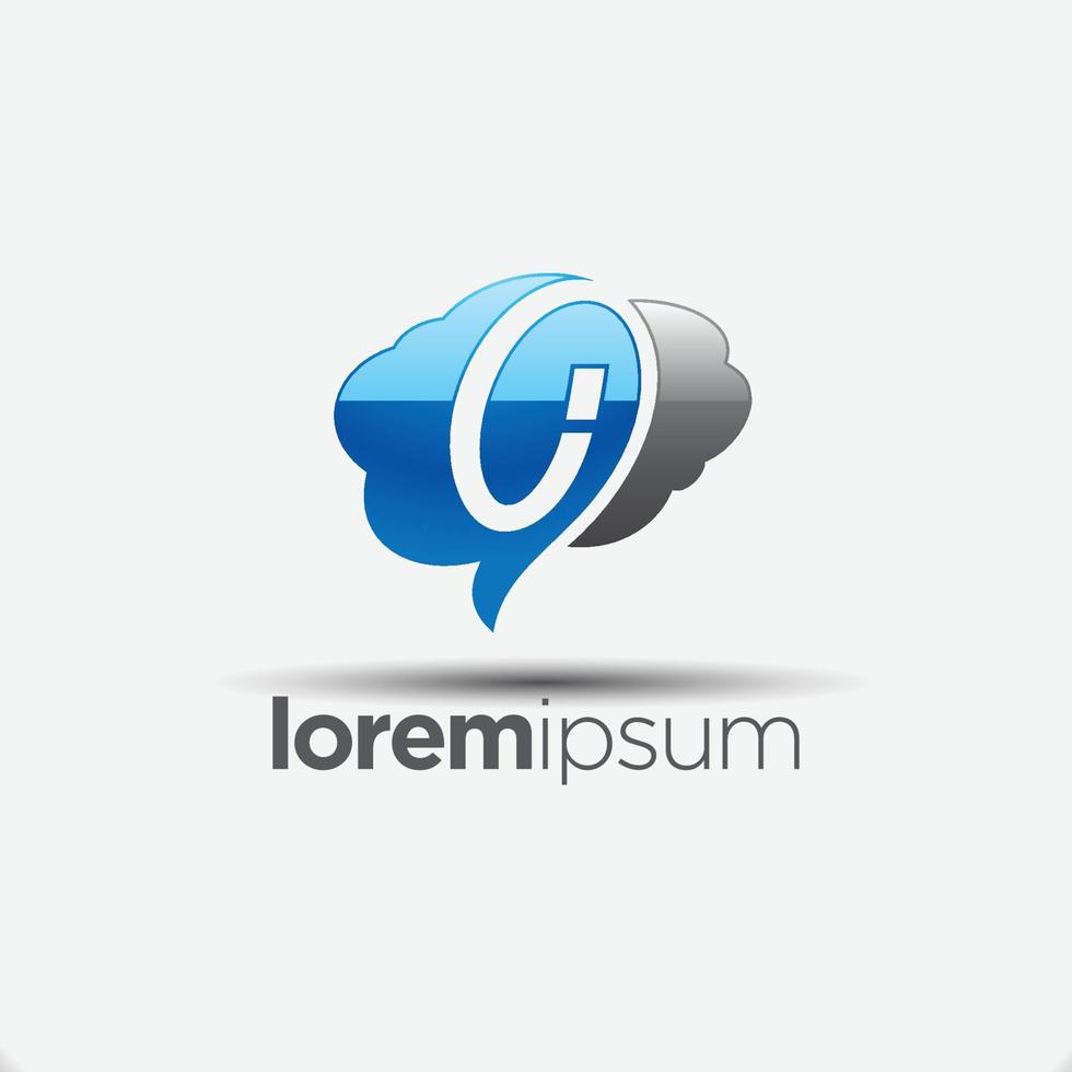 logo abstract letter i and cloud vector