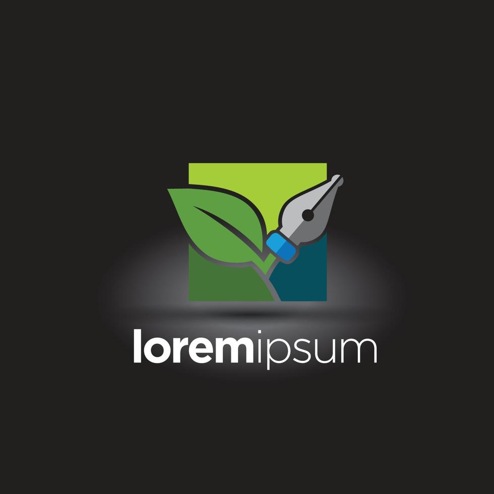 abstract icon brush logo with leaves vector