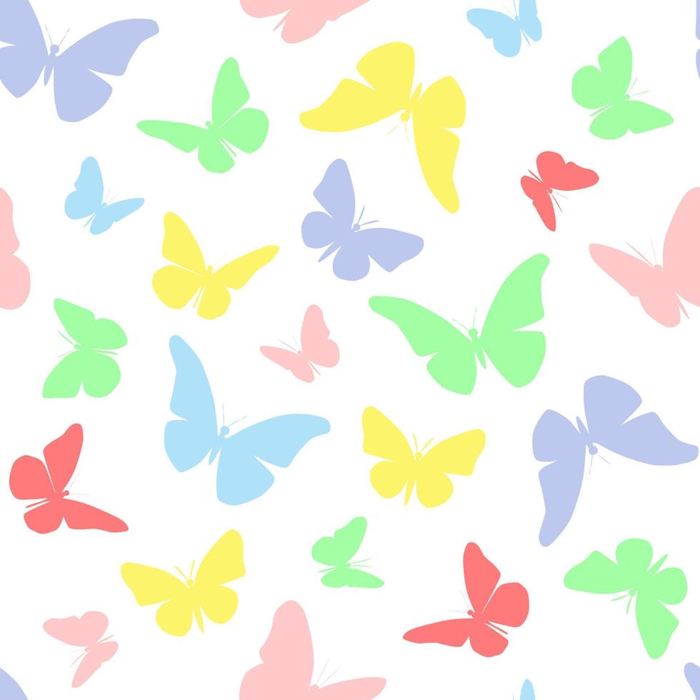 Seamless pattern with colorful butterflies. Summer, delicate print. Vector graphics.