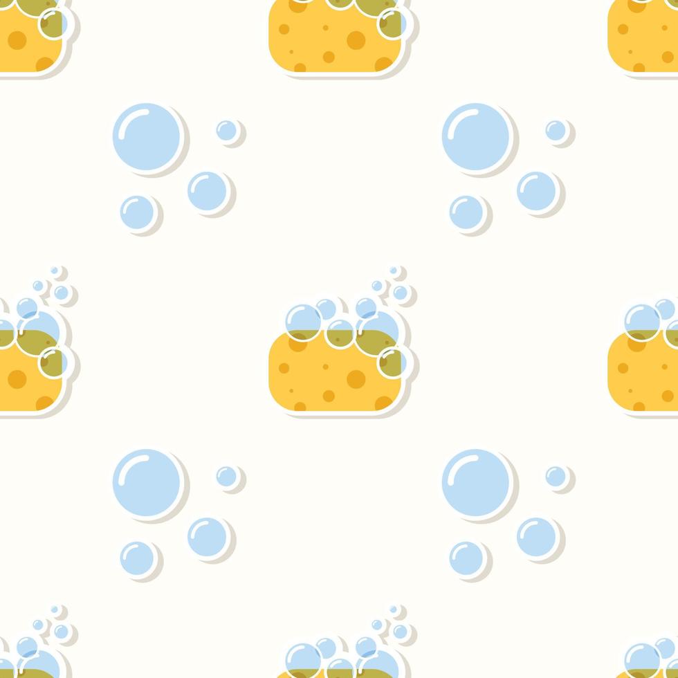 Seamless sponge and soapsuds cartoon pattern vector