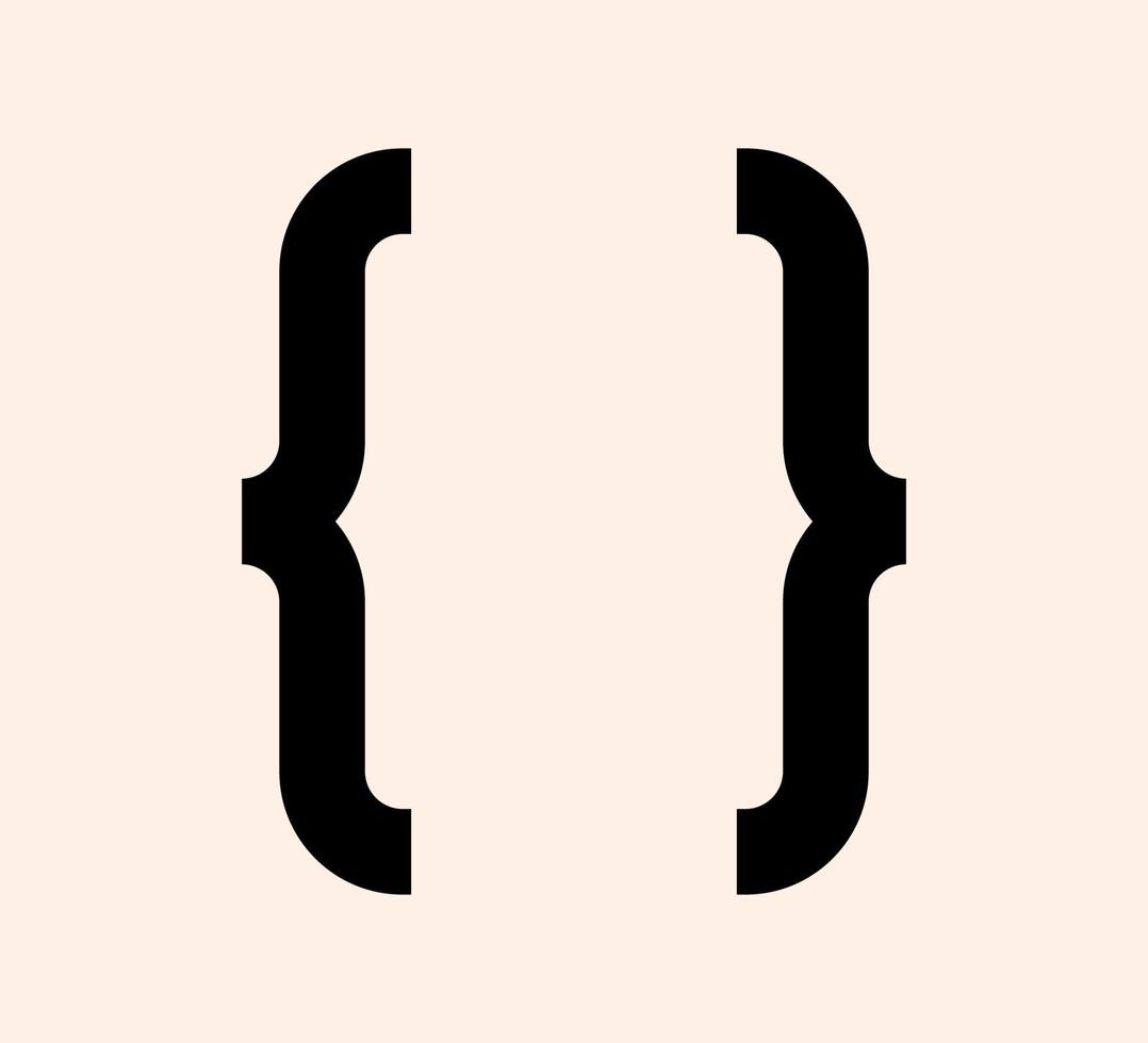 Curly braces punctuation mark black icon. Vintage brackets graphic