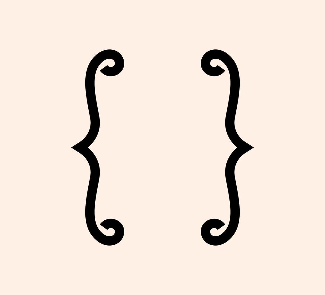 Curly braces punctuation mark black icon. Vintage parenthesis brackets
