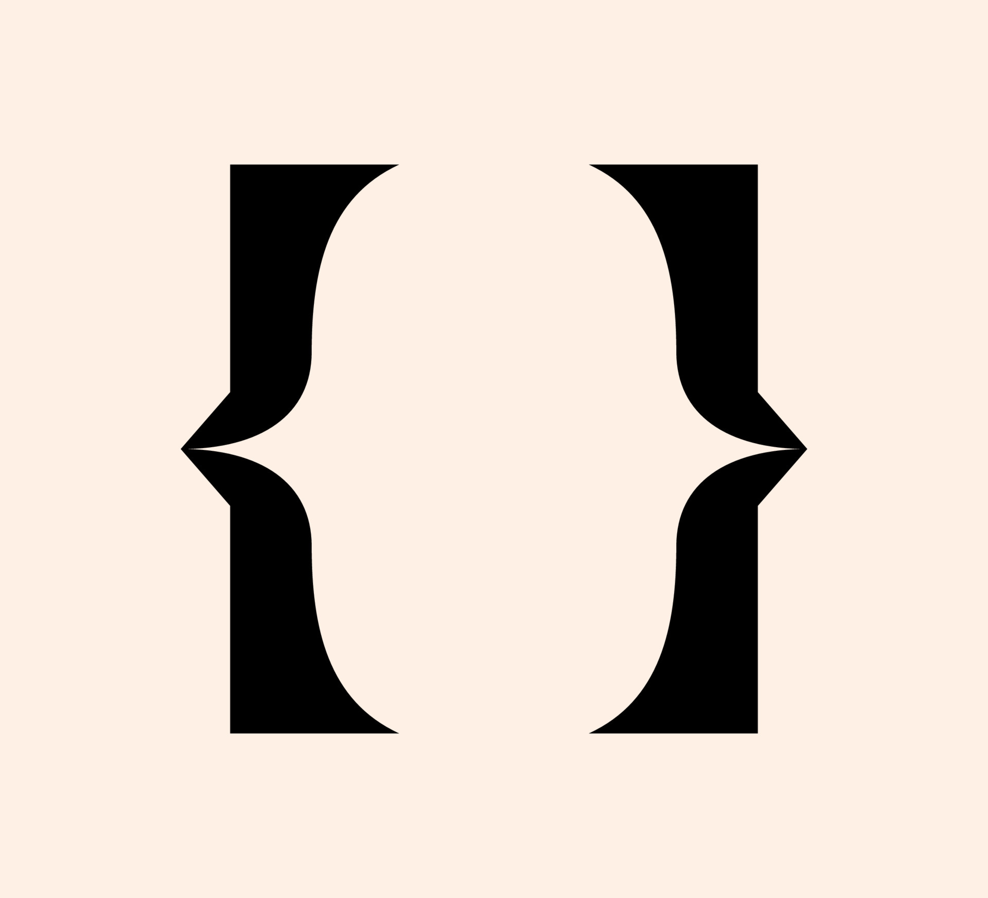 Curly braces punctuation mark black icon. Vintage brackets symbol for