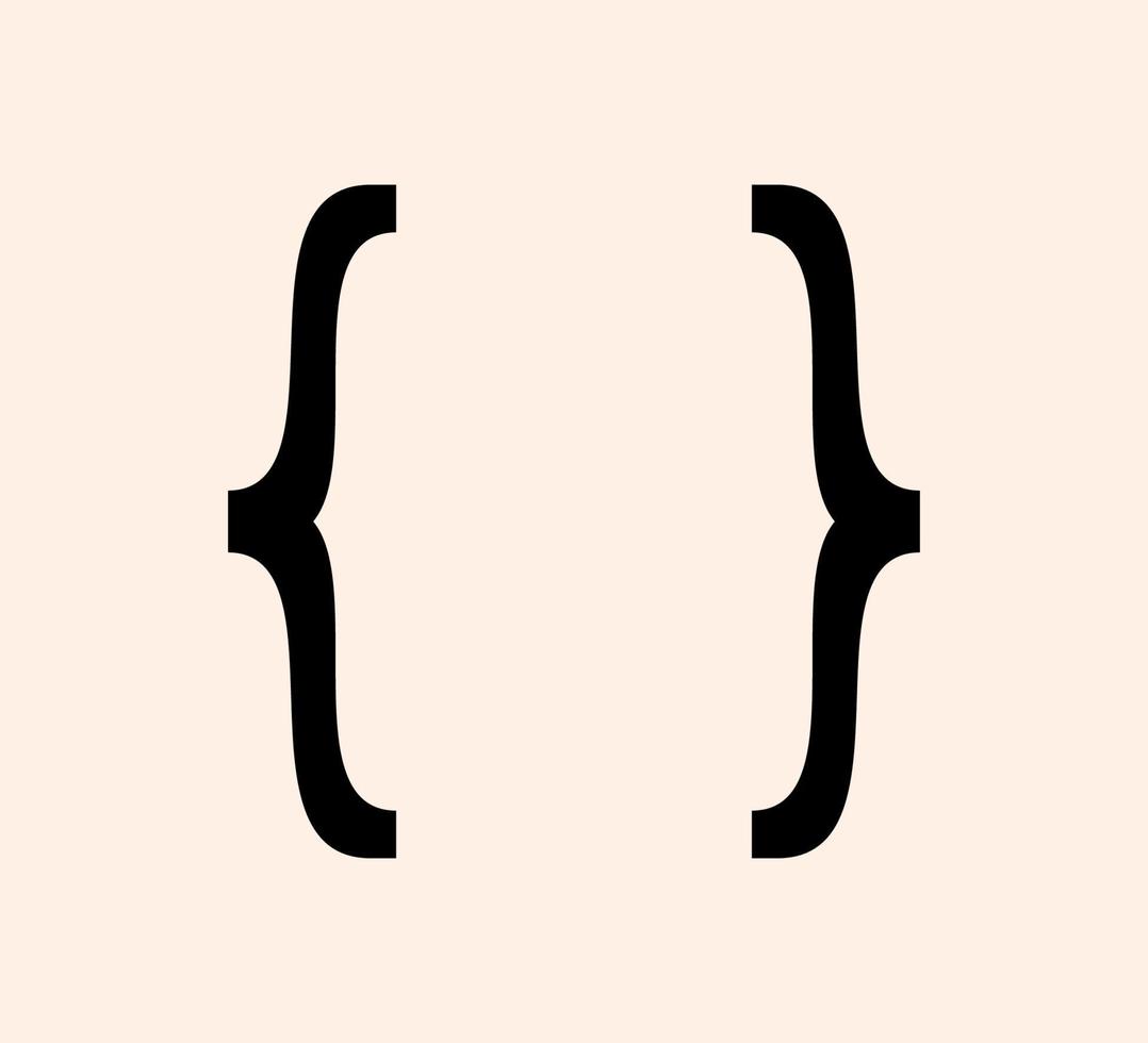 Curly braces punctuation mark black icon. Vintage brackets symbol for  typing or typography text frame. Ornament and vector eps isolated design  element concept for messages and quotes 6457856 Vector Art at Vecteezy