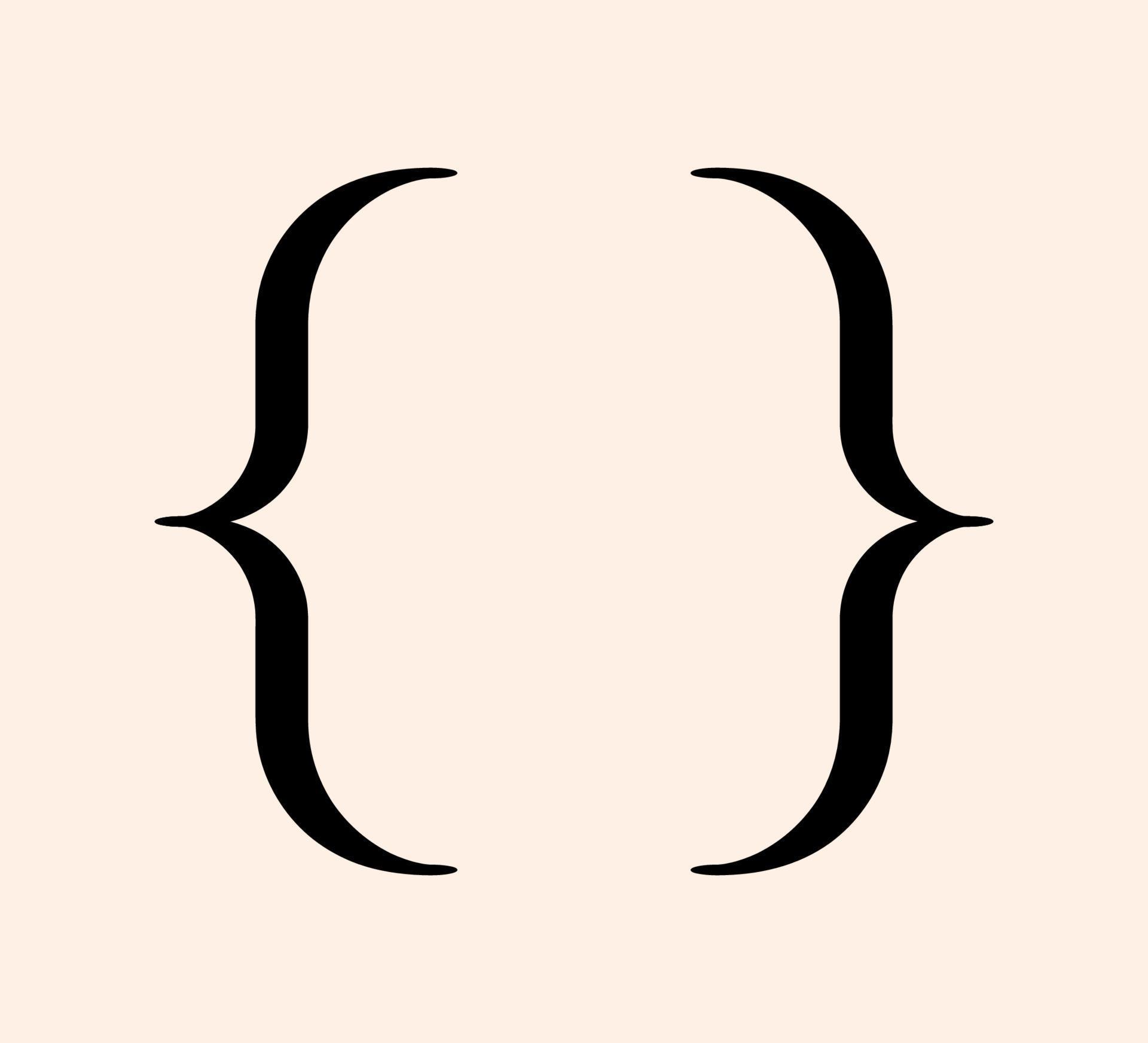 Curly braces retro punctuation mark black icon. Vintage brackets symbol