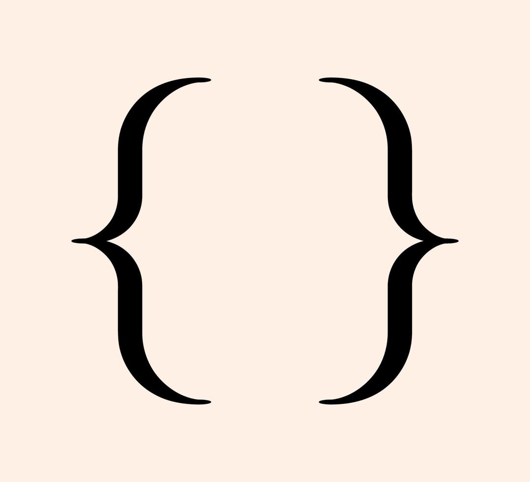 Curly braces retro punctuation mark black icon. Vintage brackets symbol